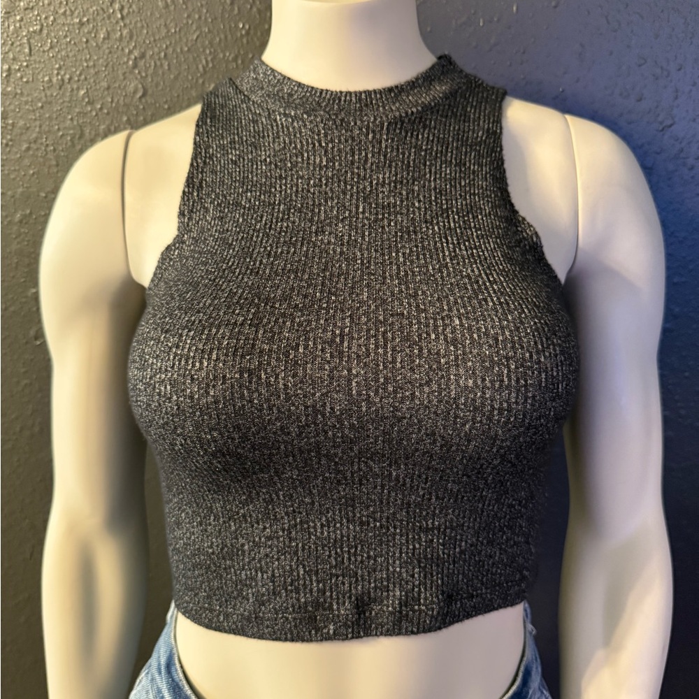 High neck cropped tank